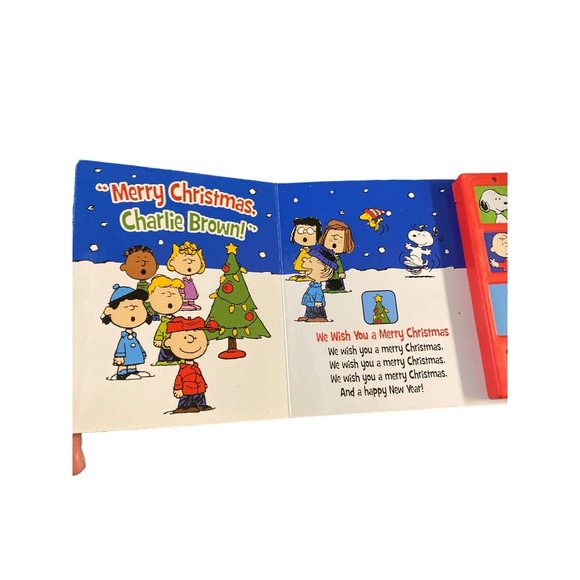 Peanuts Merry Christmas Charlie Brown talking button book hardcover - Picture 3 of 3